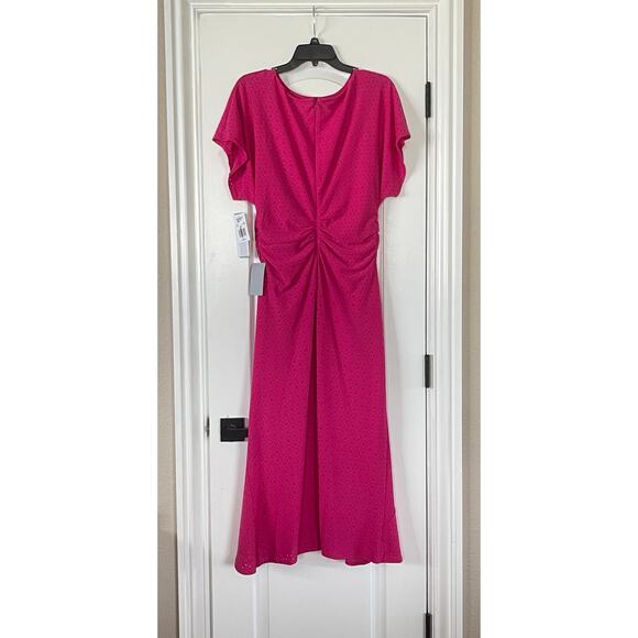 NWT London Times Mockneck Front Side Ruched Midi Dress Size 10 - Picture 8 of 13